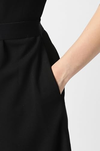 Women Black Solid Calf-Length Party Dress
