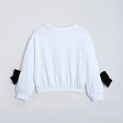 Hopscotch Girls White Full Sleeves Sequin Embellished Sweatshirt for Age (4-5 Years)