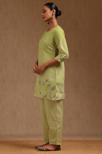 Soch Womens Light Green Linen Floral Print Co-Ord Set