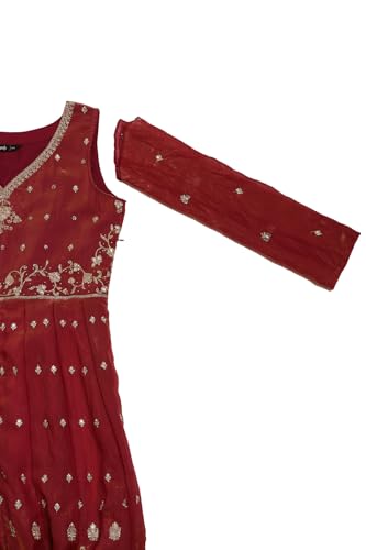 Soch Womens Onion Pink Fendi Embroidered Suit Set With Sequins