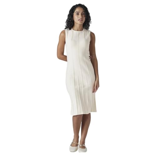 Levi's Women's Textured Regular Fit Ribbed Dress Off-White