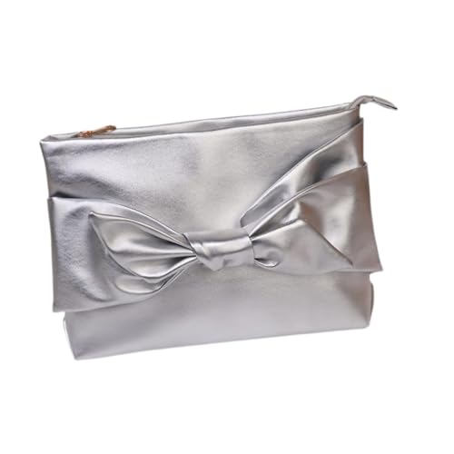 LOOM TREE® Bow Clutch Bag Decoration Pu Leather Evening Handbag For Wedding Lady Dating Silver | Womens Handbags & Bags