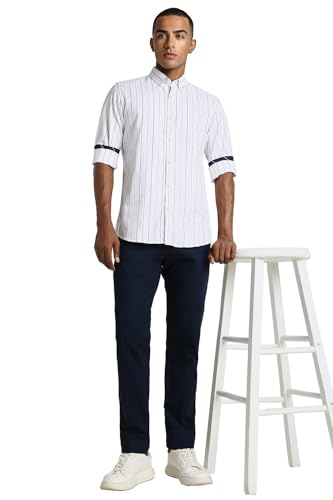 Peter England Men's Slim Fit Shirt (PCSFTSLPG42561_White