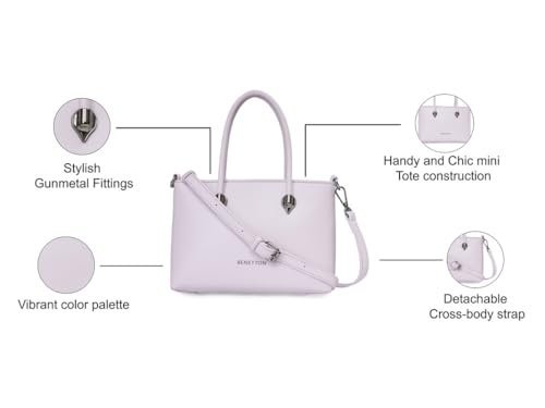 UNITED COLORS OF BENETTON Avril Women PU Mini Bag Handbag - Pale Lilac
