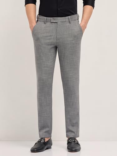 THE BEAR HOUSE Men's Black Slim Fit Formal Trouser