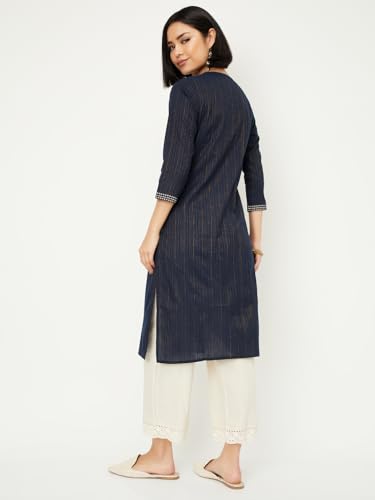 Max Women's Cotton Regular Kurta (PAPKFE24LE_Indigo