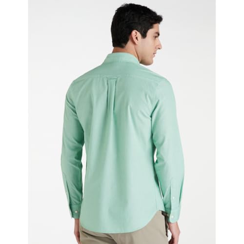 U.S. POLO ASSN. Men's Solid Spread Collar Premium Cotton Tailored Fit Shirt (USSHTR0004_Green_L)