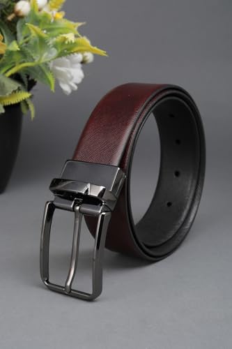 Men Maroon Textured Formal Belt