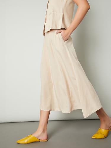 Max URB_N Women Solid A-line Skirt (Cream_20)