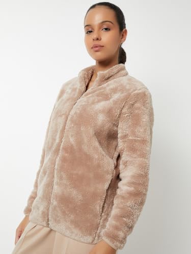 Max Women Teddy Jacket(Beige_XXL)