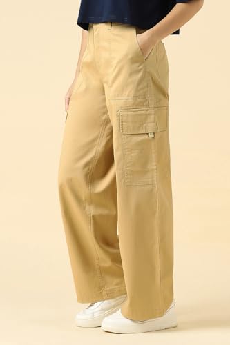 Women Beige Solid Casual Trousers