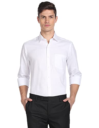 Arrow Men's Solid Full Sleeve Slim Fit Cutaway Collar Cotton Formal Shirt (ARADOSH1405_White_42)