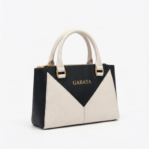 GABAYA Virelle Vegan Leather Handbag for Women | Geometric Structured Top Handle Bag | Stylish Designer Purse for Office, Party & Daily Use