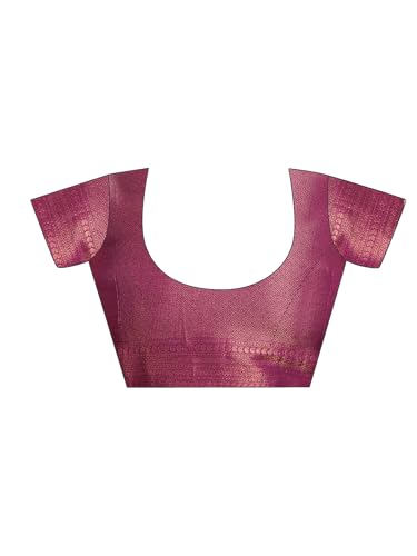 Satrani Women's Silk Blend Banarasi Jacquard Saree with Unstitched Blouse Piece (3819S409N_Deep Purple & Golden)