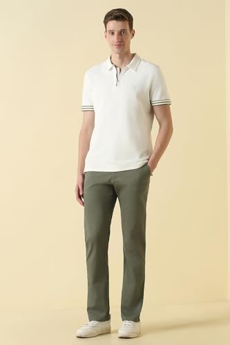 Men Olive Textured Casual Trousers