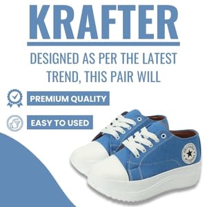 KRAFTER Chunky Denim Sneakers for Women & Girls – Sky Blue Casual Walking Shoes Comfortable Fit Trendy Everyday Wear – UK 6 – Model HP-1330-39