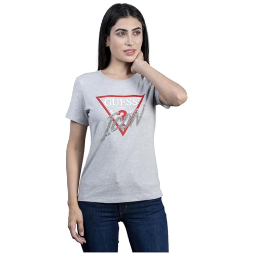 GUESS Women's Regular Fit T-Shirt (W3YI42I3Z14LMGY_Light Melange Grey M M)