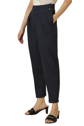Allen Solly Women's Regular Trousers (AHTFWRGFP67497_Navy