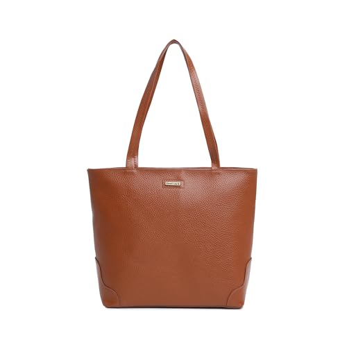 Fastrack Stylish Textured Tote Bag for Women | Trendy Casual Bag for Ladies, Women, Girls | Everyday College Bag Made of High-Quality Faux Leather (Tan)