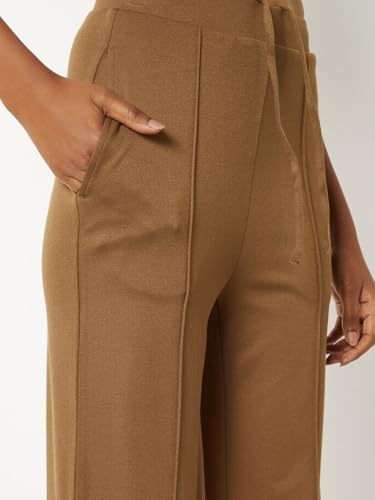 Max Women Textured Trousers (Brown_L)