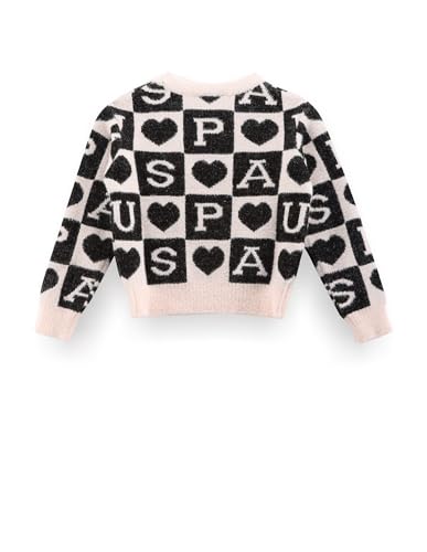 U.S. POLO ASSN. Girls Patterned Knit Sweatshirt Pink and Black