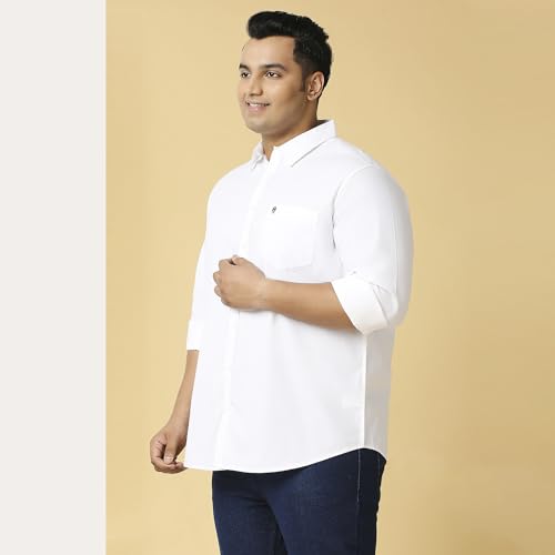Thomas Scott Mens | Full Sleeve | Solid Plain Color | Regular Fit | Plus Size | 100% Cotton | Mandarin Collar | Casual | Shirt (White_3XL)