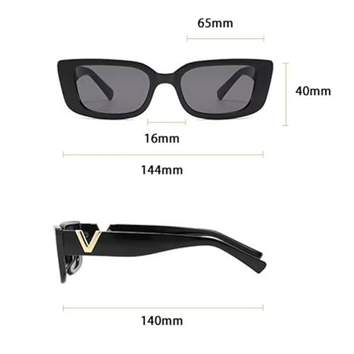 Dervin UV Protected Cat Eye Retro Sunglasses, Black Frame with Gold Accents, Unisex (Brown)