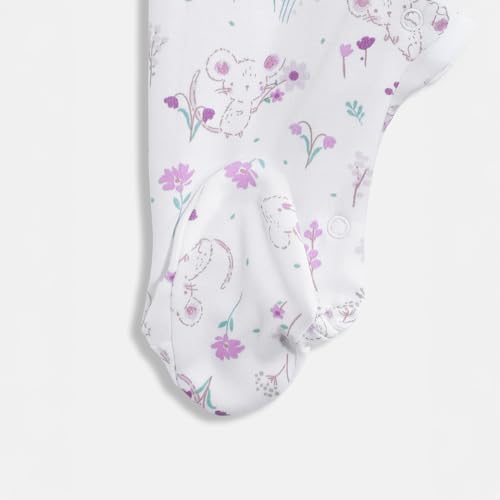 Mothercare Baby-Girls Printed Full Sleeves Sleepsuit - Whilte/Pink