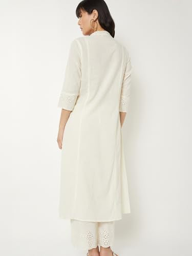 Max Women Schiffili A-line Kurta (White_L)