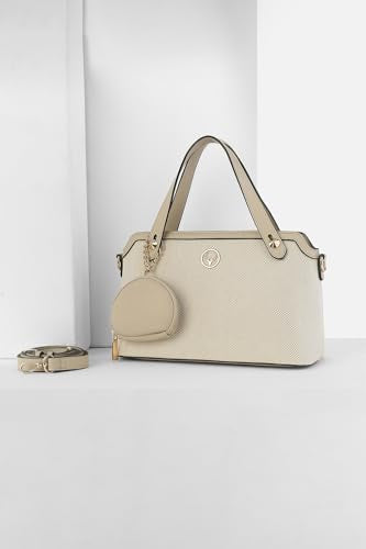 Allen Solly Woman Solid PU Structured Handheld Bag with Tasselled