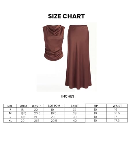 MeeDee Satin Draped Co-ord Set, Chocolate Brown