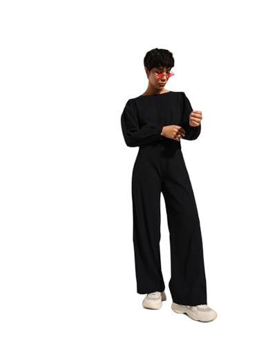 ONLY Women Loose Fit High-Rise Black Pants