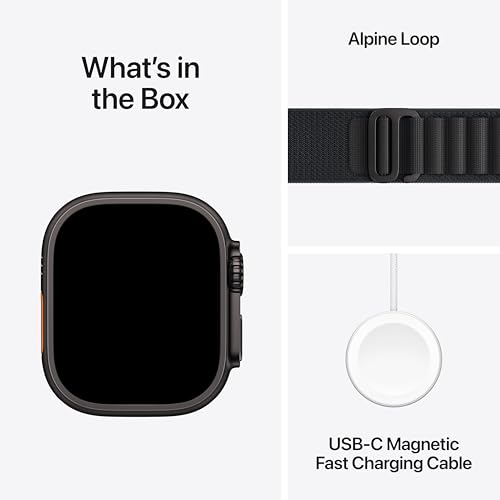Apple Watch Ultra 3 GPS + Cellular 49mm Black Titanium Case with Black Alpine Loop - Small