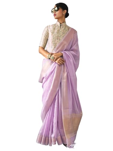 SWORNOF Women's Patola silk saree for Patola festival Wedding silk with rich pallu Design sarees for women with blouse piece (PURPLE1)