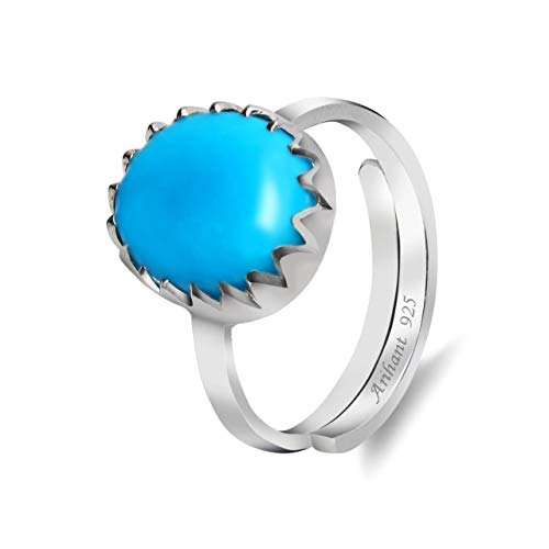 Arihant Gems & Jewels® Turquoise (Firoza) Silver Sterling (925 Silver) Ring – Available in 12.25 Ratti| Astrological Gemstone | Positive Effects | Unisex Design for Men & Women