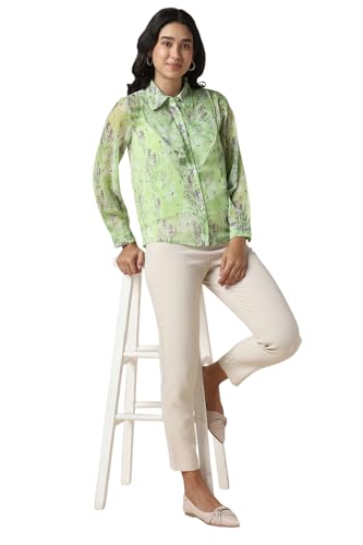 Allen Solly Women Green Print Long Sleeves Shirt
