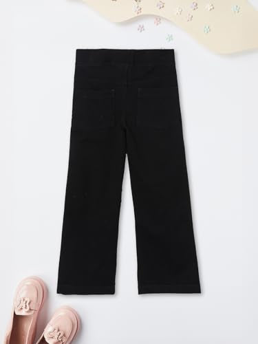 Max Girls Solid Wide Leg Trousers (Black_3-4 Y)