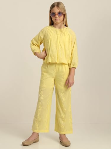 VERO MODA Girl Mid Rise Straight Fit Yellow Pants