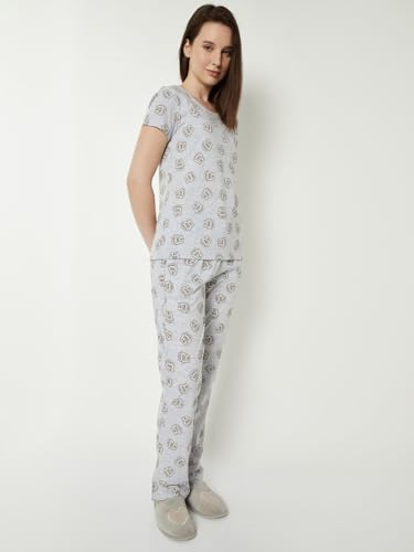 Max Women Printed PJ Set (Grey_XL)