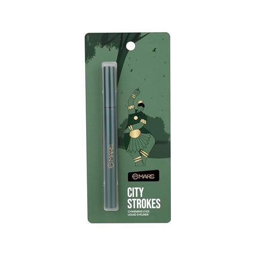 MARS City Stroke Charming Eyes Liquid Eyeliner | Long-lasting | Smudge Proof Eye Liner | Felt Tip for Precise Application | Quick Drying Formula (1ml) (02-Green)