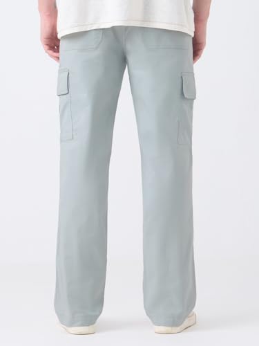 The Souled Store Solids: Storm Grey Men and Boys Solid Cotton Twill Stretchable Utility Easy to Style Casual Streetwear Straight Fit Cargo Pants