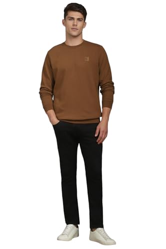 Louis Philippe Men Casual Brown Textured Sweatshirt