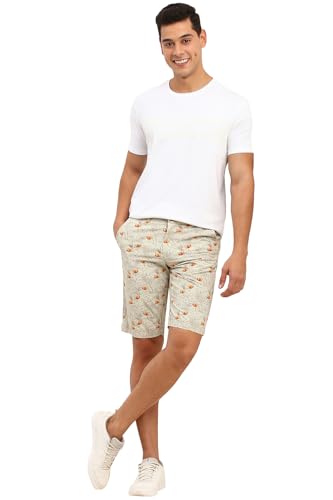 Men Green Print Slim Shorts