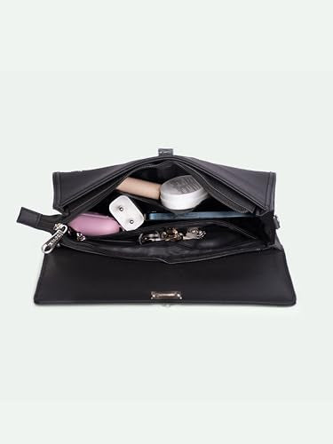 ZOUK Rhea Kapoor Tarini Clutch for Women | Elegant Flap Closure Evening Clutch | Detachable Adjustable Strap | Party & Formal Event Purse | Lakshadweep Azure