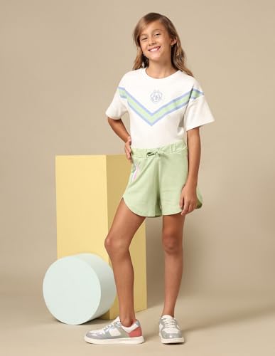 U.S. POLO ASSN. Girls Solid Regular Fit Shorts (UGSRT0126_Light Green_2-3Y)