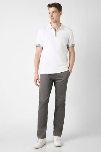 Men Grey Textured Super Slim Fit Casual Trousers