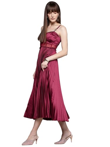 Label RITU KUMAR Wine Grace Shoulder Strapes Sweetheart Neck Long Dress