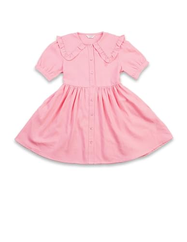 U.S. POLO ASSN. Kids Regular fit Cotton Short Sleeves Round Neck Dresses (UGDRS0425_Pink_13-14Y)