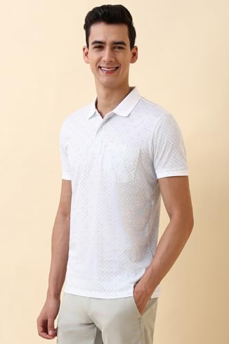 Allen Solly Men White Print Polo Neck T-Shirt