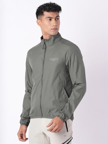 Wildcraft Men Sierra Solid Nylon Blend Collored Casual Wind Breaker Jacket, Full Sleeve - Regular fit, Olive Green, XXL
